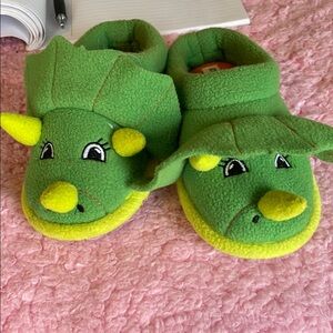 Green Dinosaur Triceratops Slippers Toddler 9-10
